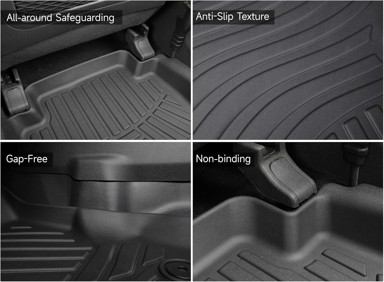 Car Floor Mats for Toyota Camry 2018-2024(Not for Hybrid),TPE All Weather Protection Floor Mats,Custom Fit 1st&2nd Row Car Floor Liners Set,Heavy Duty Accessories,Black - Image 5