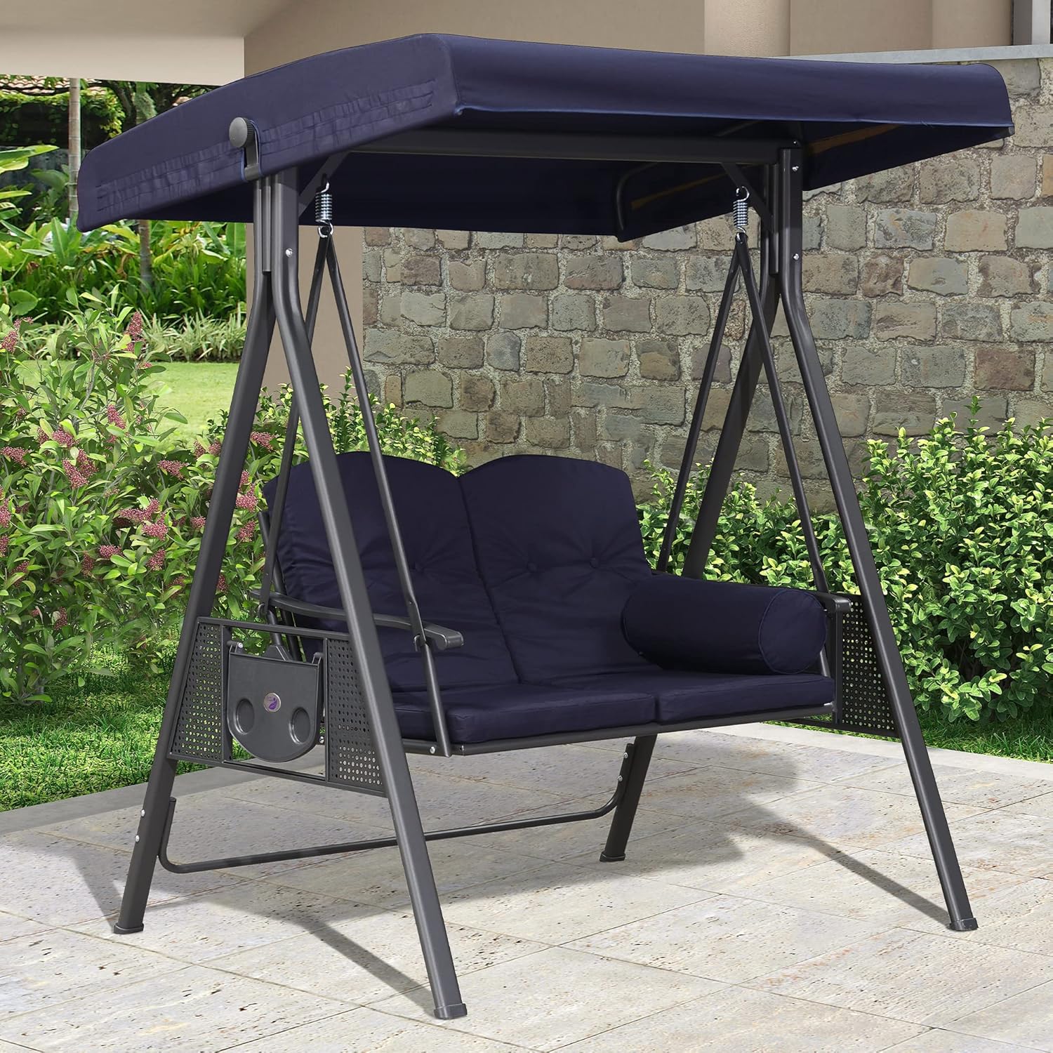 Amazon.com : PURPLE LEAF Outdoor Patio Porch Swing with Stand, 2-seat ...