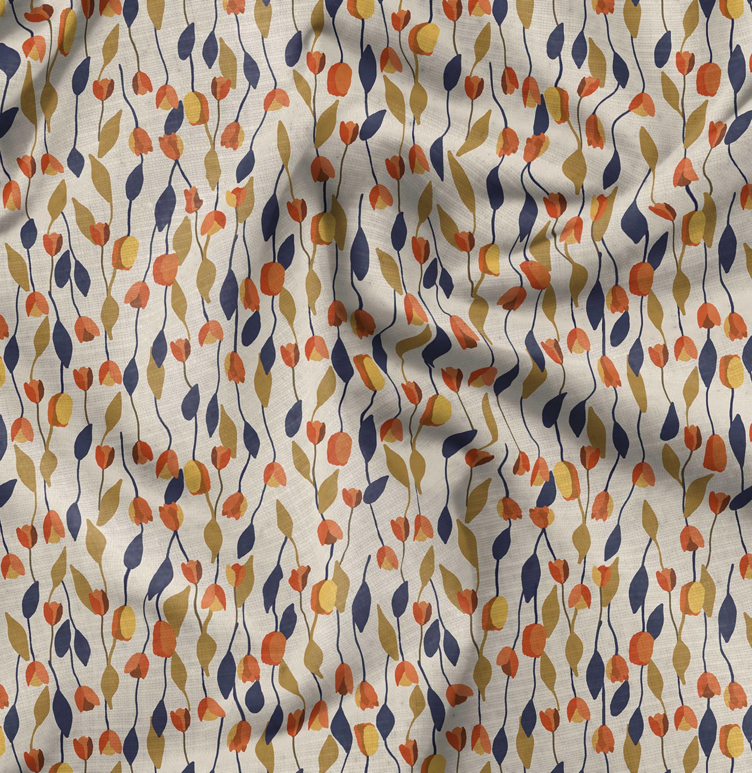 SoimoiFloral & Leaf Print - White, Canvas Fabric Material - 56 Inch Wide, 1 Metre, Unstitched Fabric for Upholstery, Bags, Workwear and Outdoor Gear.