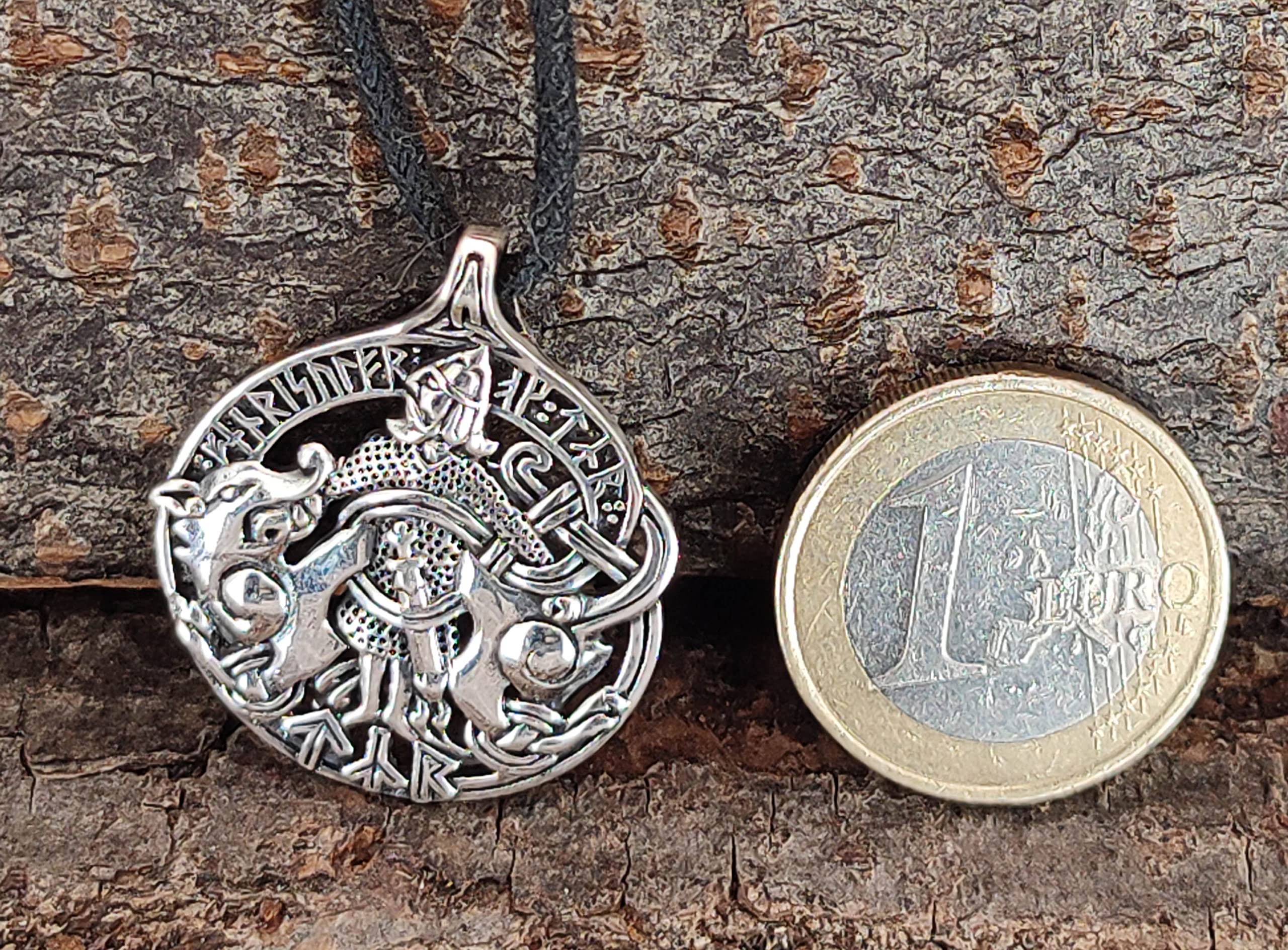 Kiss of Leather Tyr mit Fenrir Anhänger aus 925 Sterling Silber Nr. 398