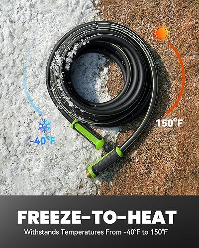 Miniatura 7 de RAINPOINT Manguera de jardín de 50 pies x 58 pulgadas, manguera de agua resistente, flexible, ligera y duradera, manguera híbrida con mango