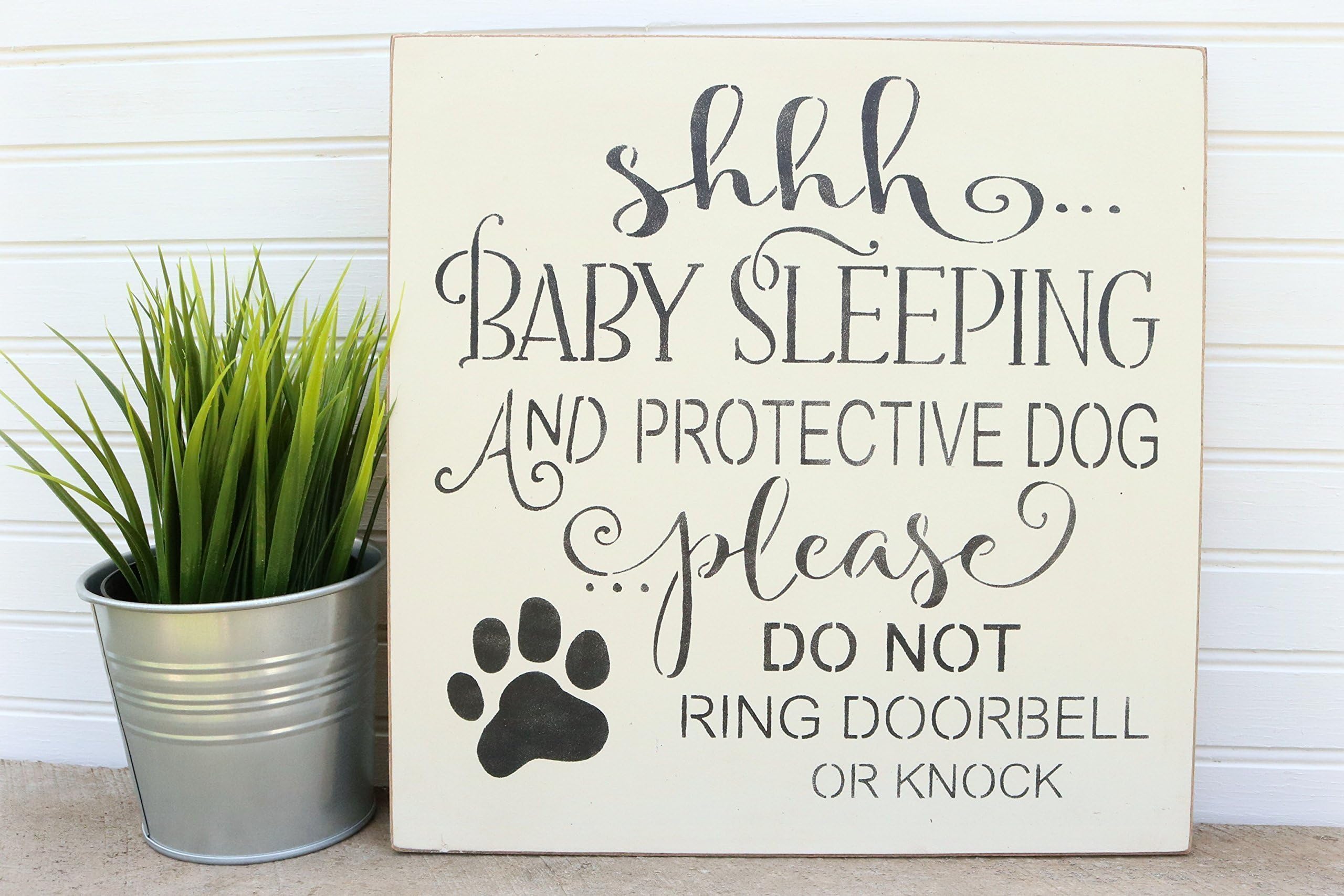 Shhh Baby Sleeping And Protective Dog Please Do Not Ring Doorbell Or Knock