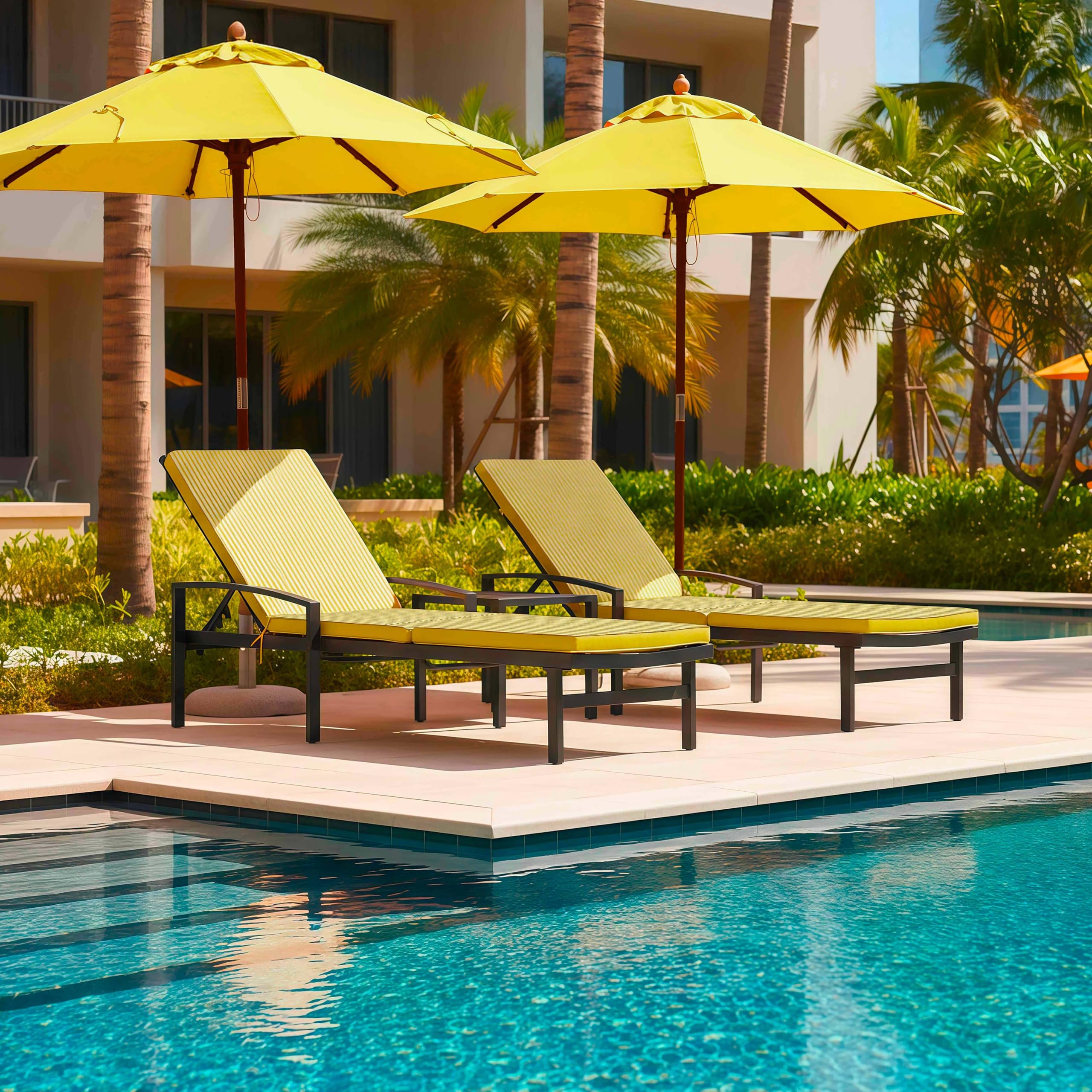 Oviala Lot de 2 Coussins pour Bain de Soleil 186 x 53 cm Polyester Jaune