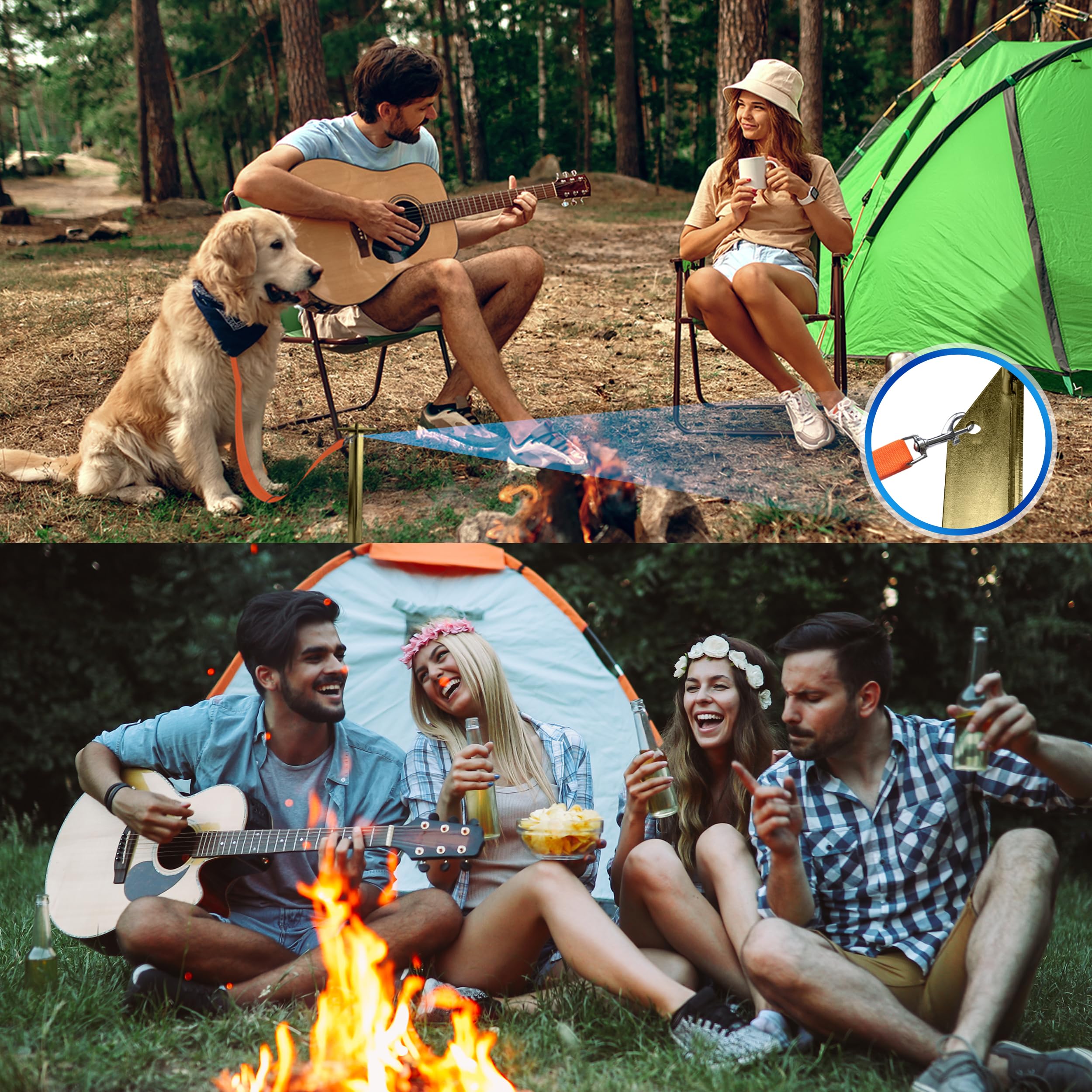 Test2023 Lot de 8 piquets de tente solides dorés pour le camping et les expériences de plein air en toute sécurité (X8 or fort)
