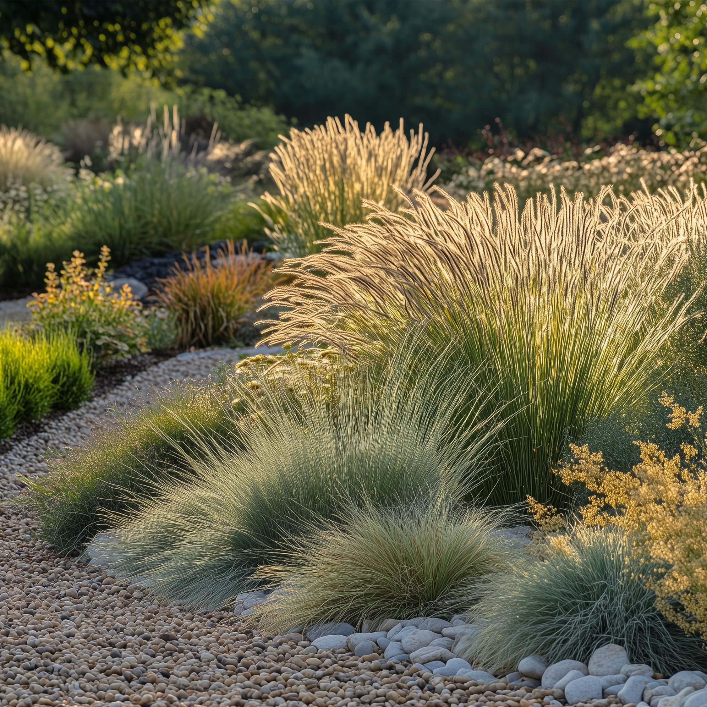 Plant in a Box - Paquete de 6 gramíneas ornamentales - Stipa, Festuca y Carex - Maceta 10,5 cm - Altura 15-25 cm