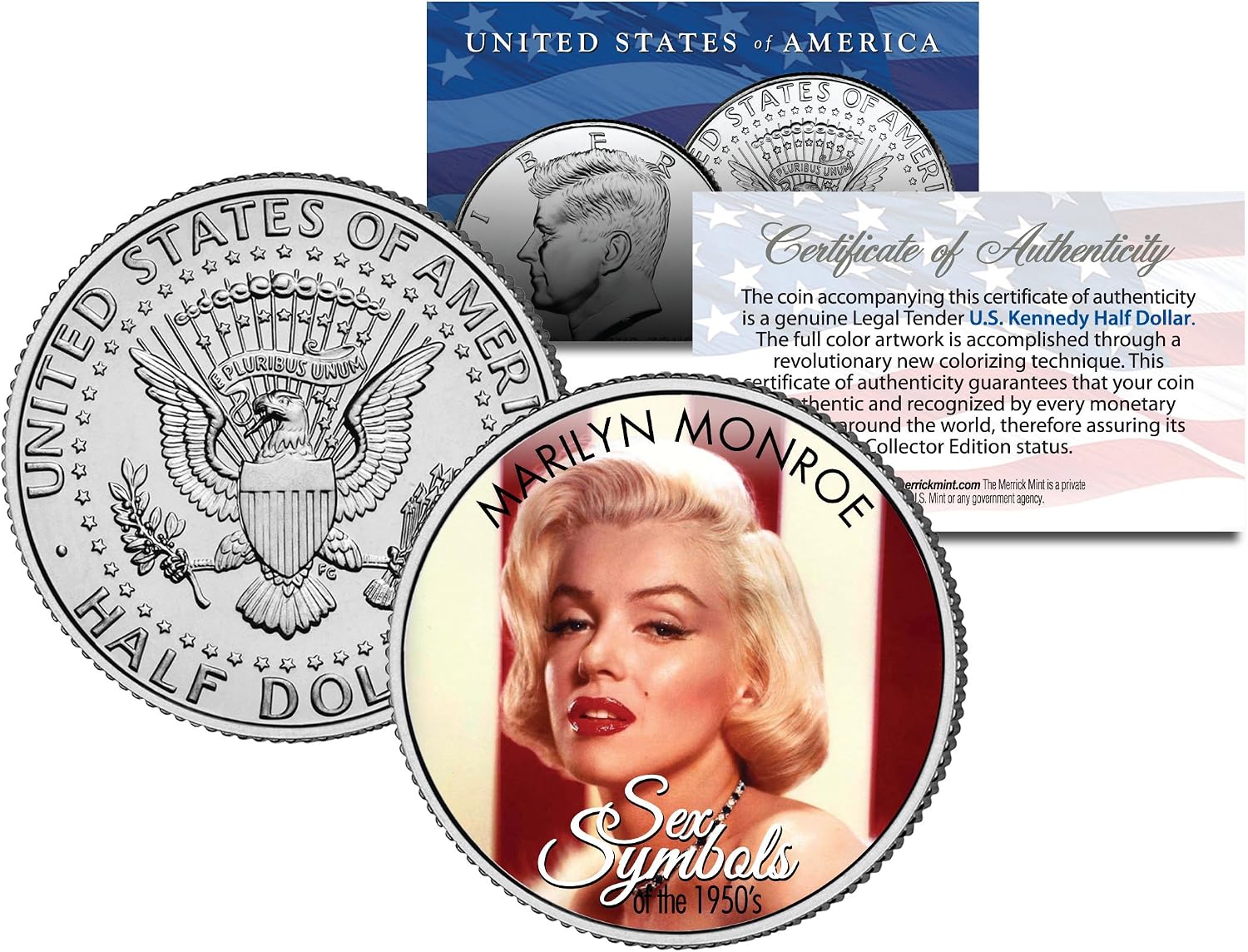 MARILYN MONROE Sex Symbol of the 1950s Colorized JFK Half Dollar U.S. Coin