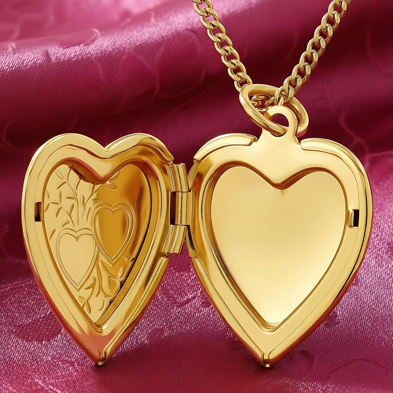 LIFETIME JEWELRY Two Hearts Locket Necklace That Holds Pictures 24k Gold Plated
