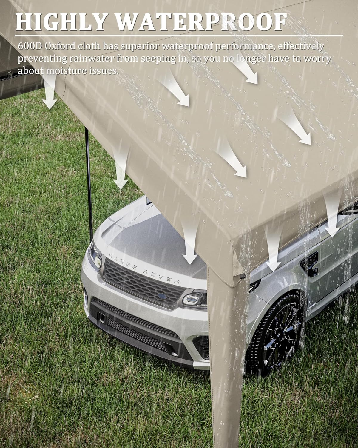 10 X 20 Ft Canopy Replacement Cover Heavy Duty Waterproof UV & Tear Resistant Car Tarp Canopy Tent Garage Top Shelter Oxford Cover with Ball Bungees (Frame is Not Included)