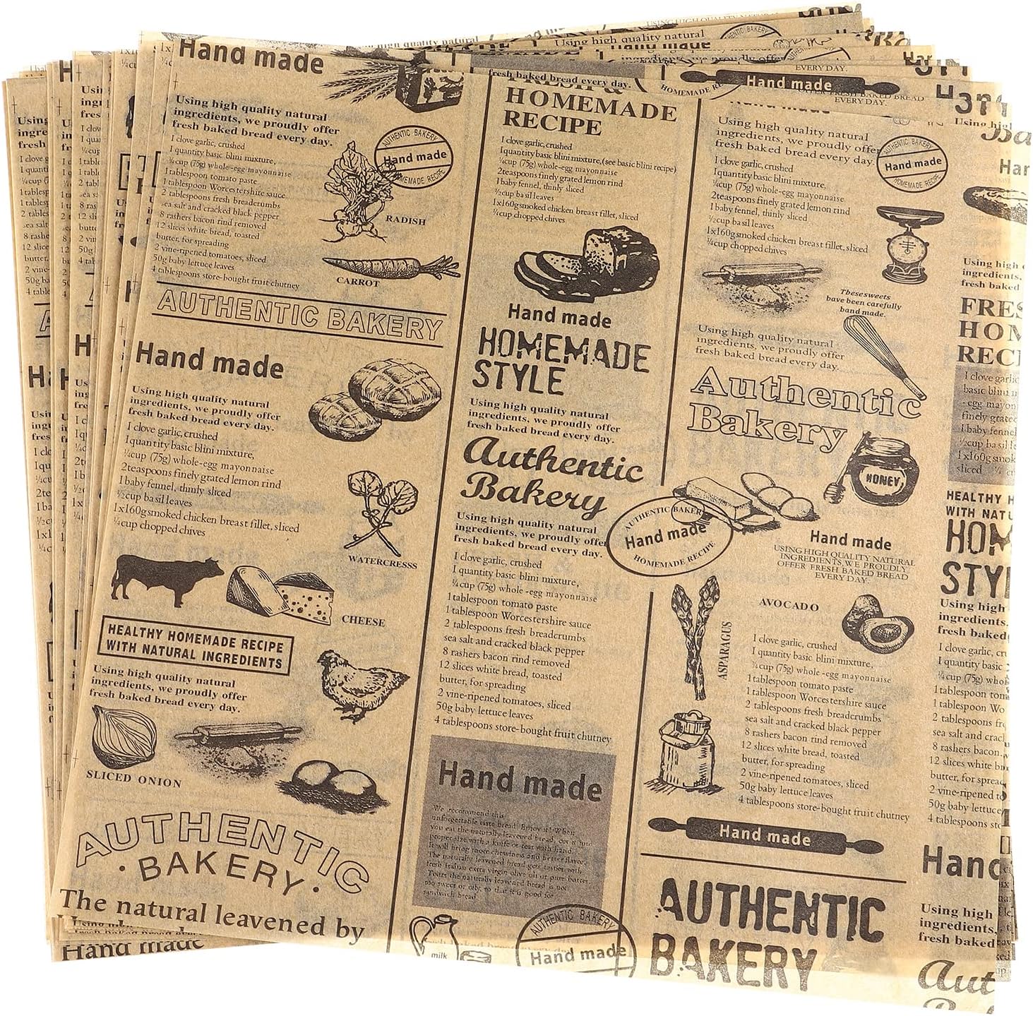 Hisdricus Backpapier Blätter - Fettdicht & Vintage Design