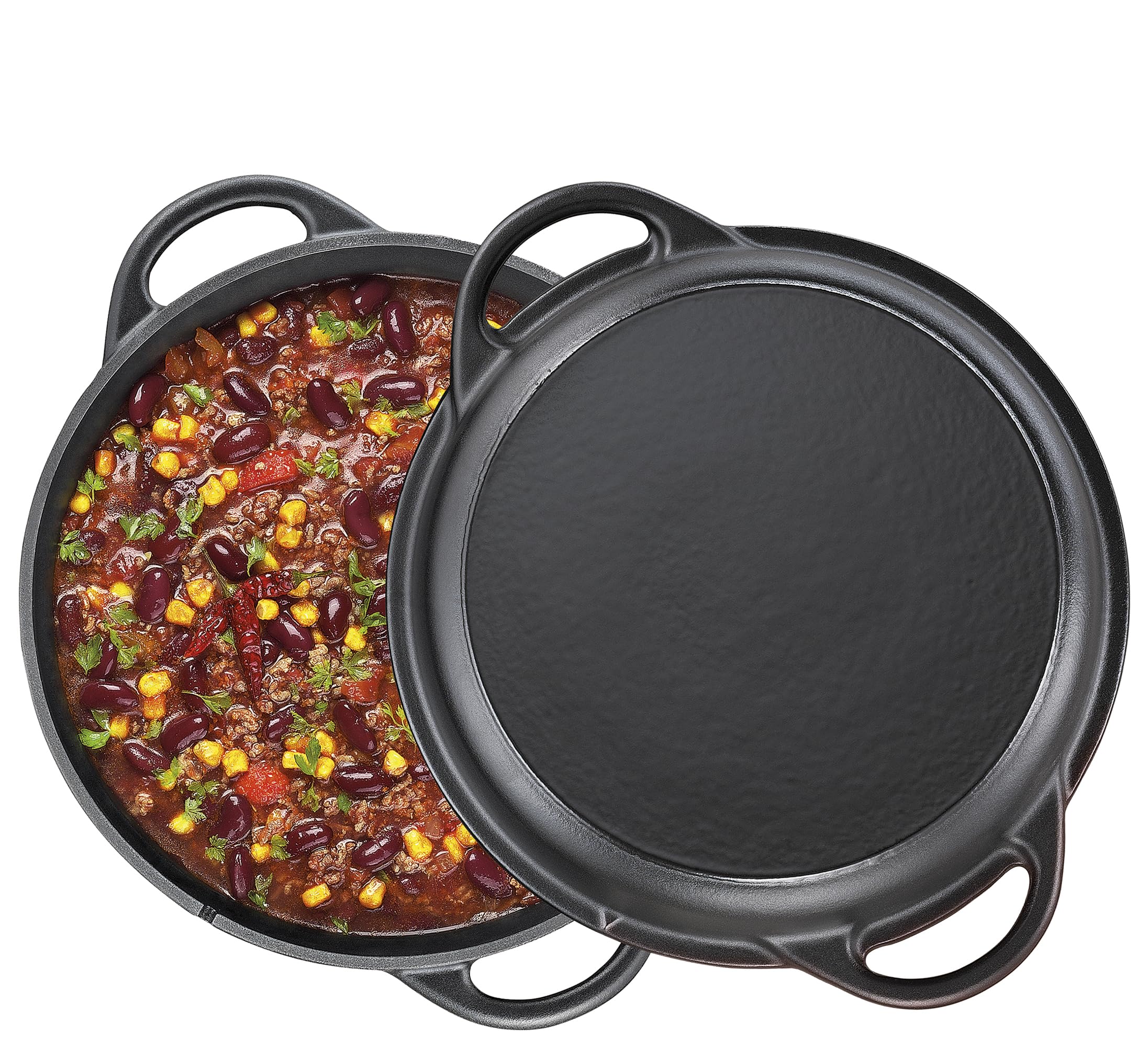 KÜCHENPROFI Schmortopf BBQ 5L, Gusseisen schwarz, 26 cm, Grilldeckel | Bräter, emailliertes Gusseisen, für Grill, Feuerschale, Backofen, alle Herdarten, inkl. Grillpfannen-Deckel