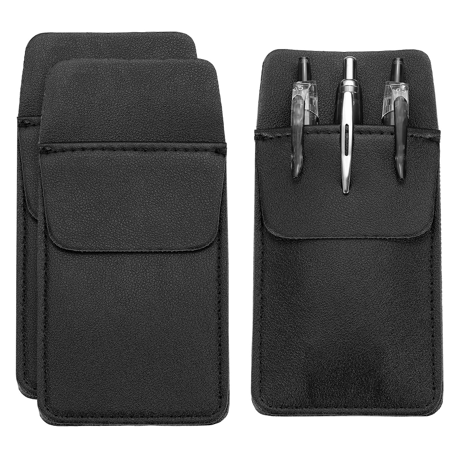 PATIKIL 3 Pack Leather Pocket Protector, MultiPurpose Pen Pocket Protector Pen Holder Organizer Pouch Pencil Sleeve for Heavy Duty Shirts Lab Coats Pointers Notes Card Office, Black โ image 1