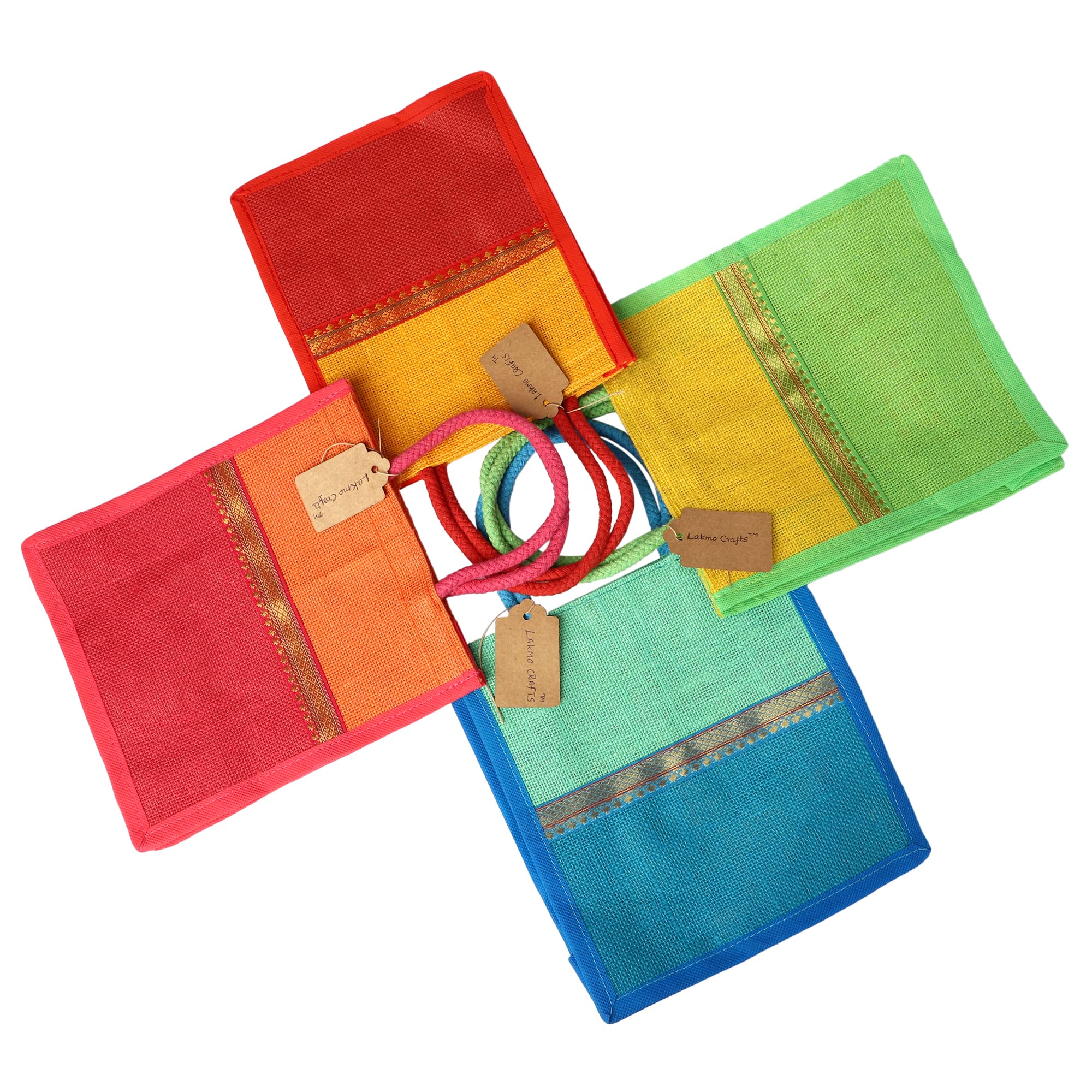 Lakmo Crafts® Half & Half Contrast colour Jute Return Gift Bags | Multicolor 9x10x4 inches - Pack of 10 bags (B0BYDPYLS2) Amazon Price History, Amazon Price Tracker