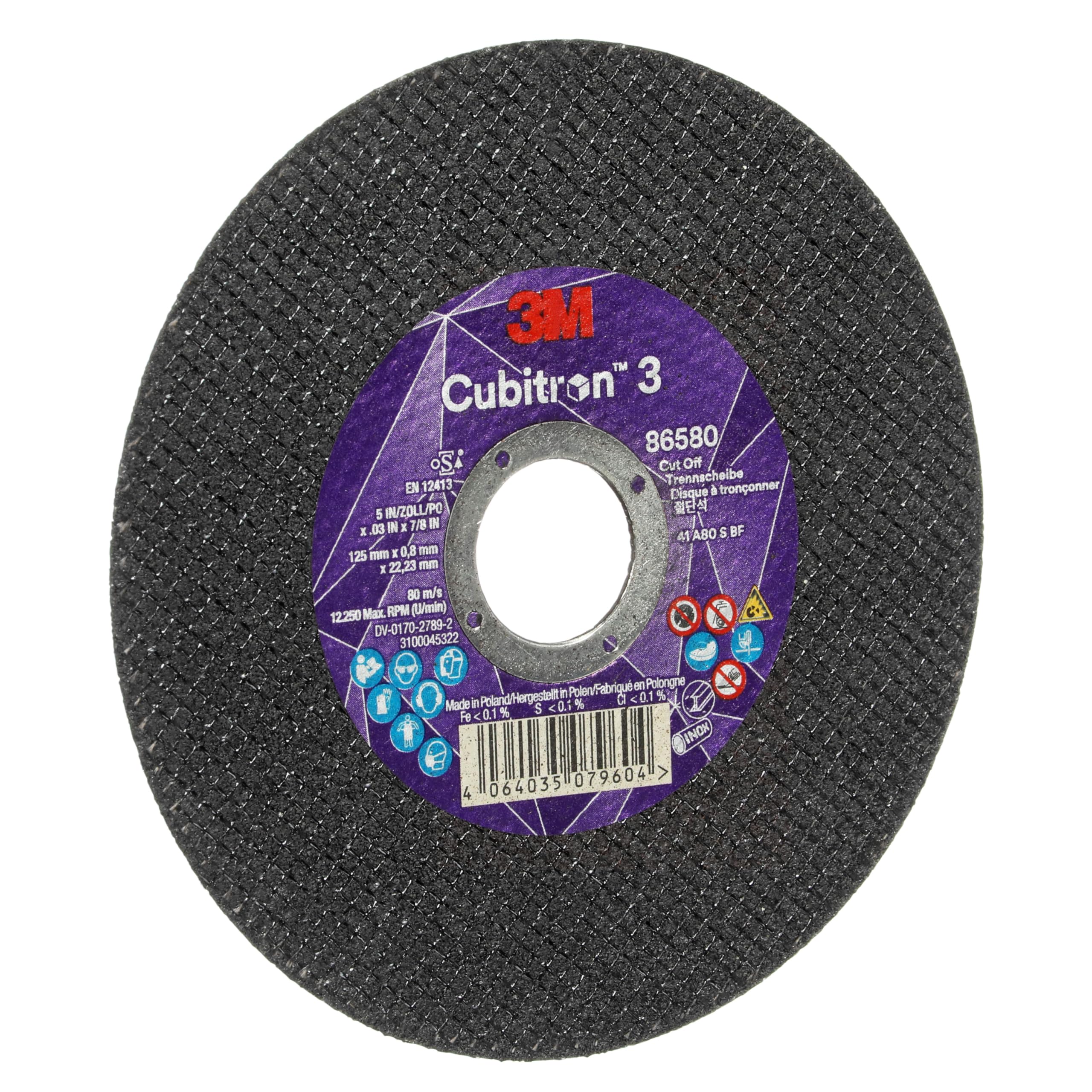 3M Cubitron 3 Trennscheibe, 86580, 80+, T41, 125 mm x 0,8 mm x 22,23 mm, EN, 25/Pack