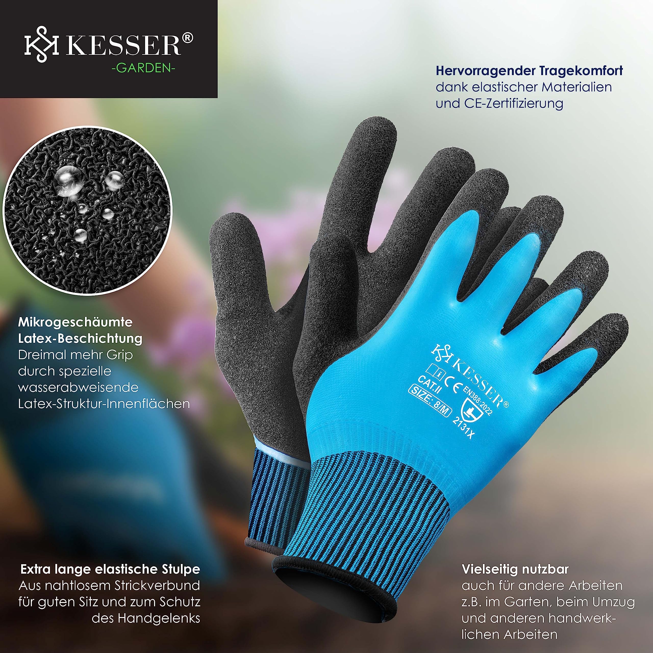 KESSER® Set di sacchi per foglie Sacco per rifiuti da giardino incl. Guanti, Robusto e pieghevole, Sacchi per foglie e l'erba tagliata Sacchi per rifiuti da giardino, 3x 272 Litri, Verde