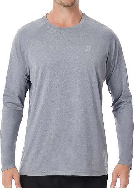 Roadbox UPF 50+ Sun Shirts for Men, UV Protection Long Sleeve Swim Shirt, Lightweight Rash Guard for Fishing Hiking Running
