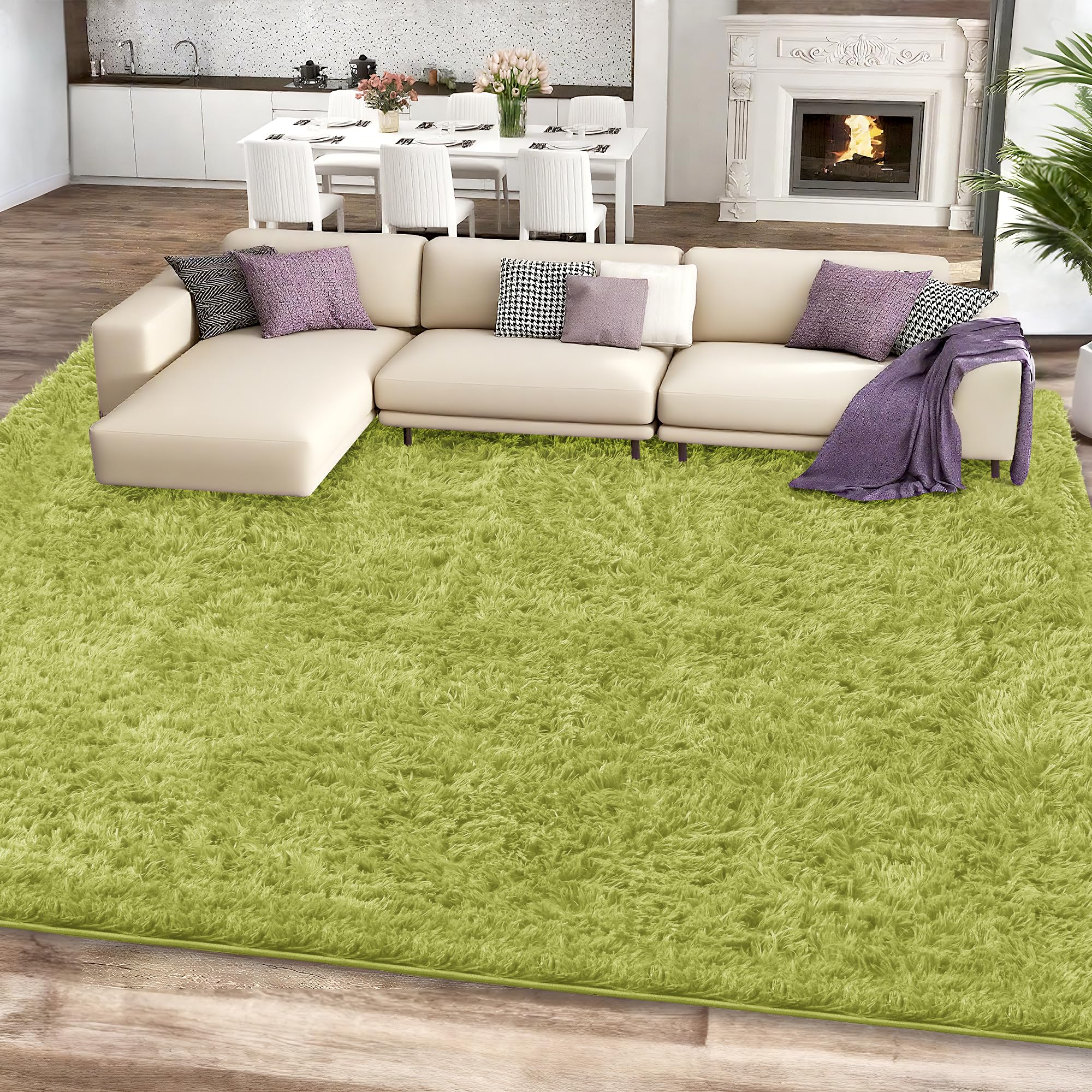 Cerulume Grass Green Shag Rug 8x10