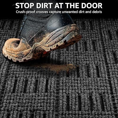 Miniatura 2 de kitophine Tapete para puerta de exterior e interior, resistente para todas las estaciones, parte trasera de goma antideslizante, fácil de limpiar,
