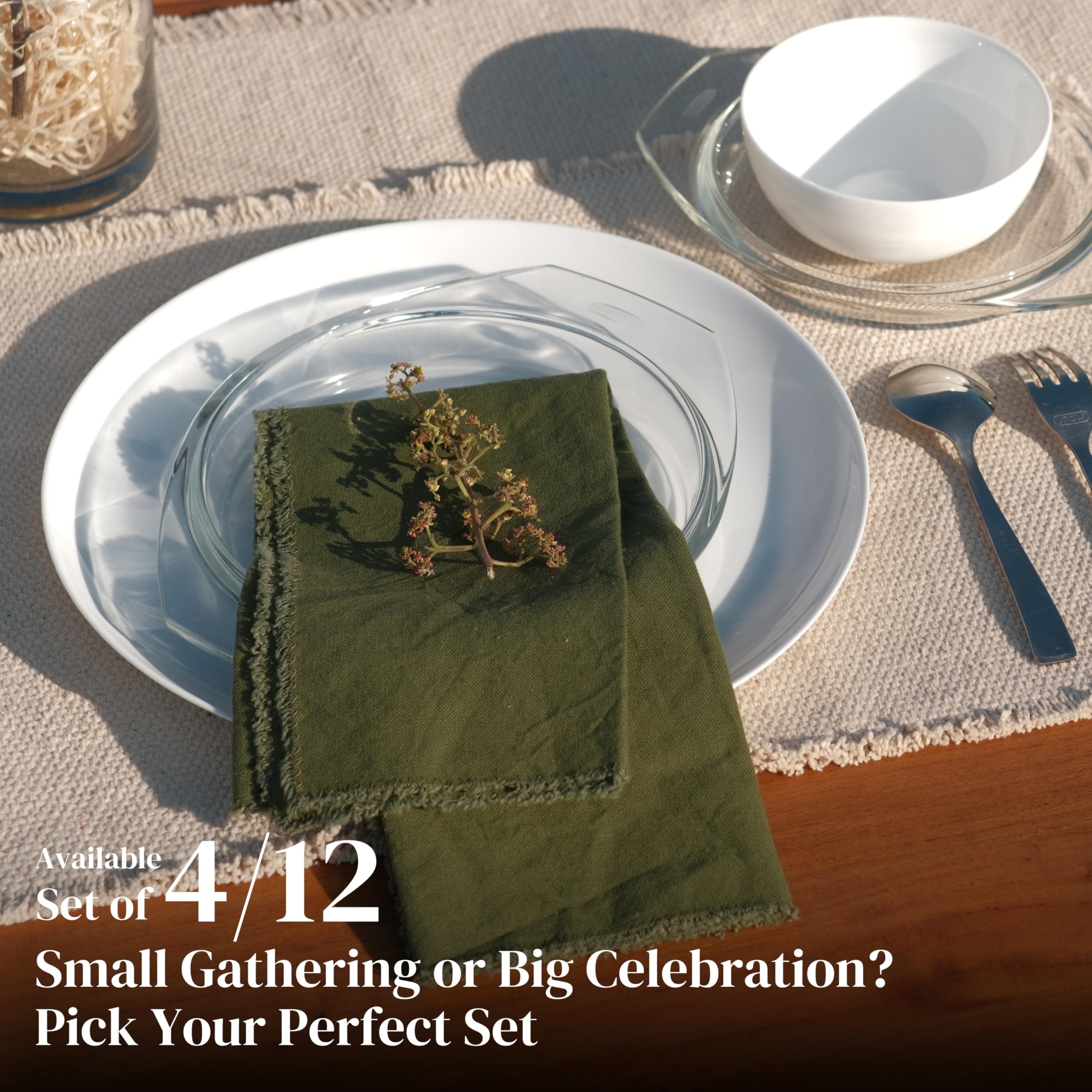 Ramanta Home Cloth Napkins Set Of 12 – Heavyweight Frayed Edge Cotton Dinner Napkins, 18x18 Inch - View #9