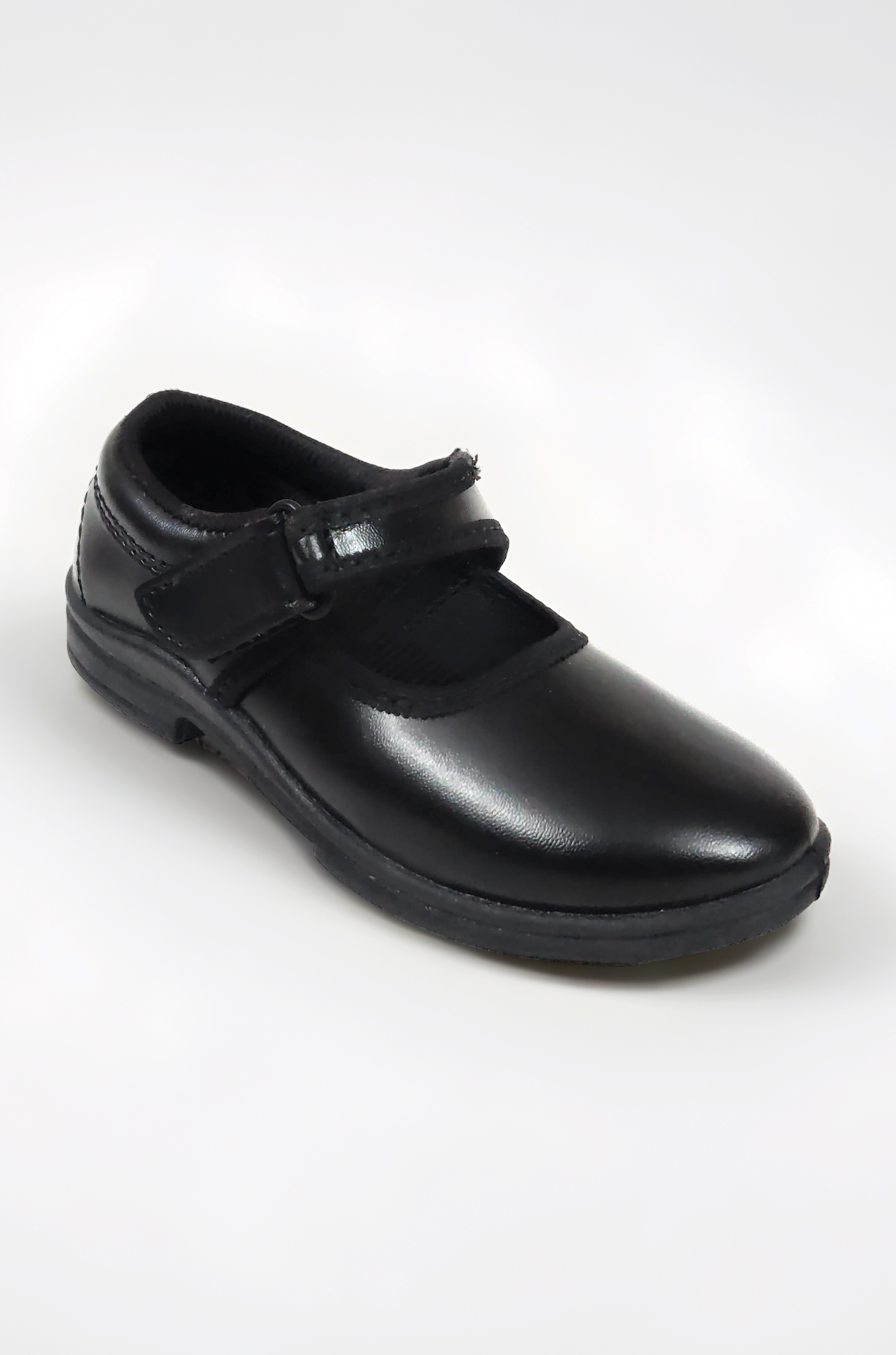 Girls Black School Shoes Ankle Deluxe (V) Ballerina