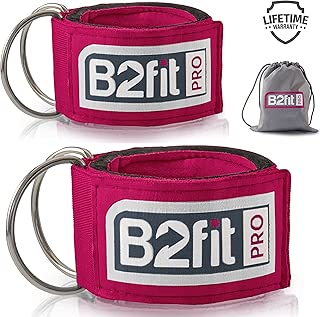 Ankle Straps for Cable Machines by B2FIT PRO - Premium Padded Double D-Ring Ankle Cuffs for Gym Workouts - Fitness Equipment for Leg Exercises, Cable Kickbacks, Glutes, Weight Lifting for Men & Women - coolthings.us