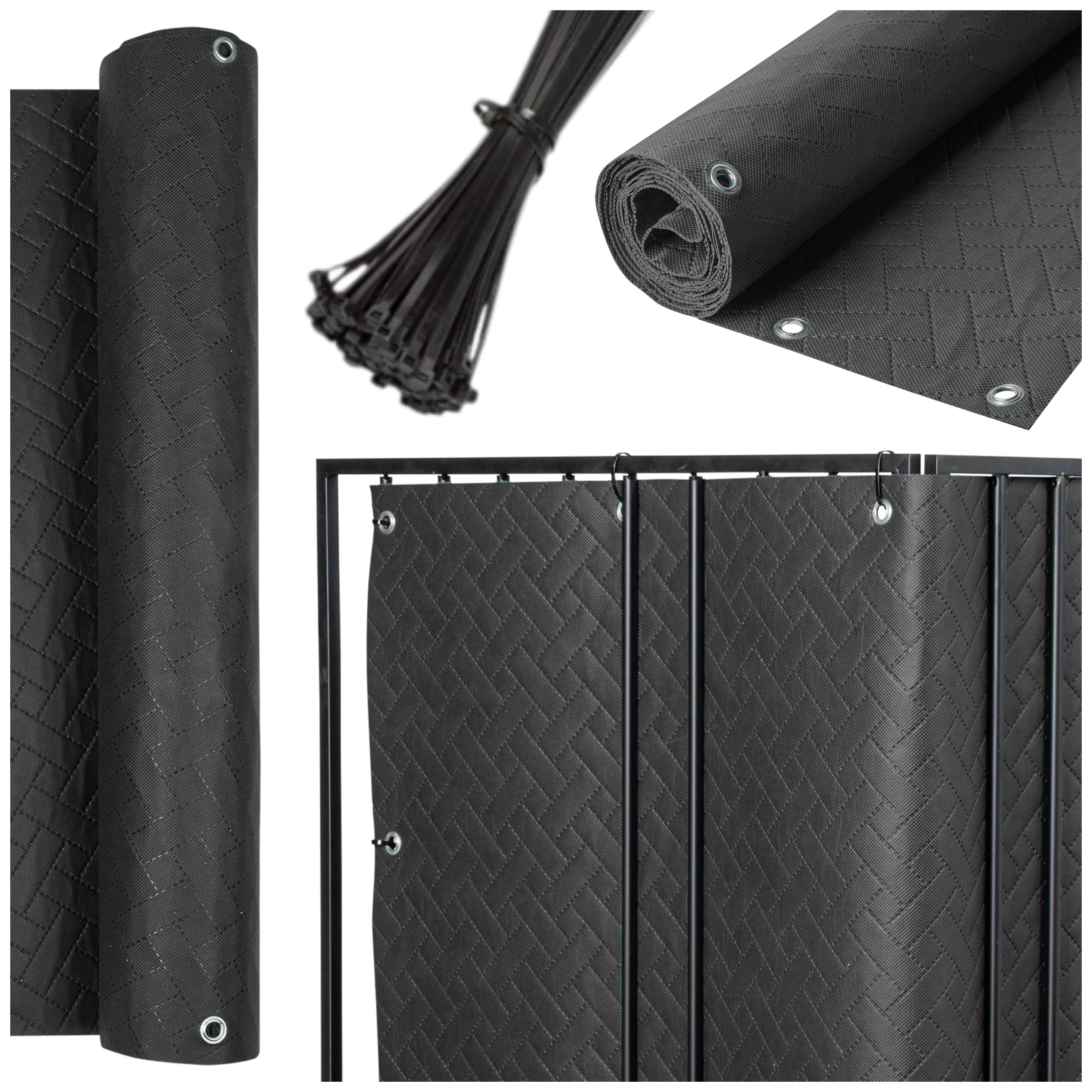COVER IT Brise-Vue pour Balcon Premium 240 g/m² 50 x 700 cm Écran de confidentialité Tissage gaufré Graphite