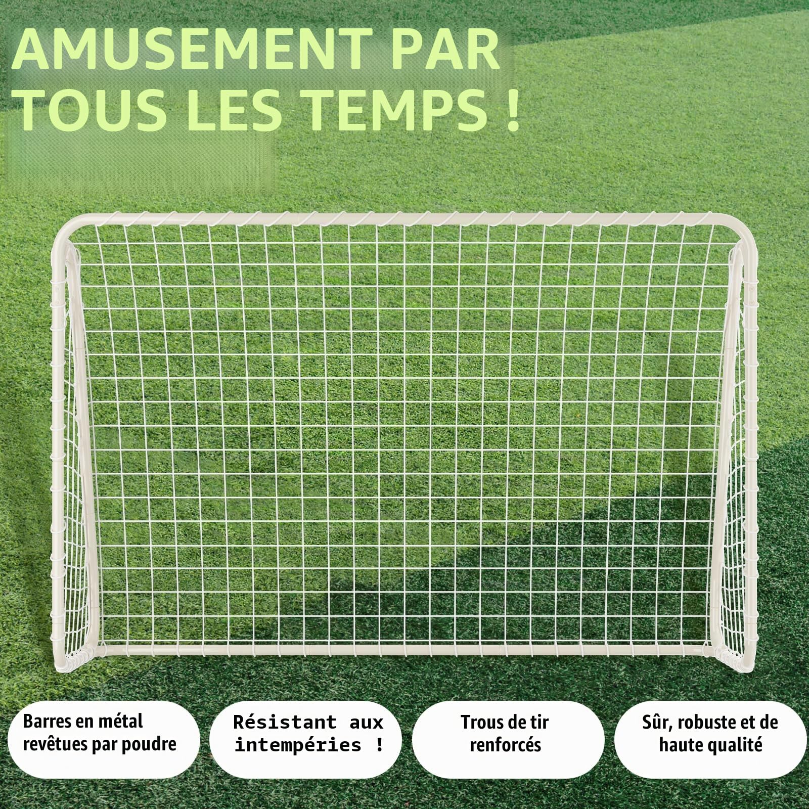 But de football 240 cm x 170 cm avec mur de tir, filet et piquets pour enfant