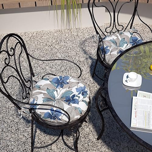Miniatura 4 de LVTXIII Cojines de asiento bistró para exteriores para todo tipo de clima, cómodos cojines redondos para sillas de patio de 15 x 15 x 4 pulgadas,