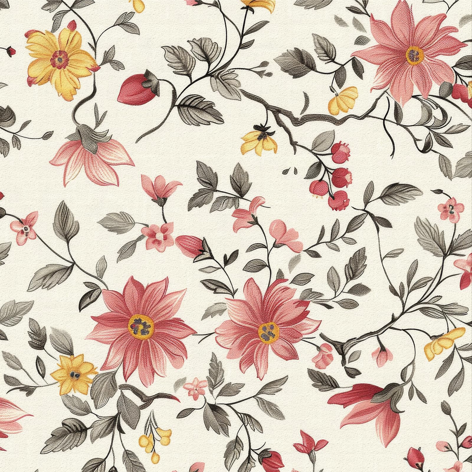 ANLIKY-Pro Self-Adhesive Wallpaper Floral Seamless Floral Vintage Peel and Stick Contact Paper, 44X300CM Leaf Pattern Removable Wallpaper Decorative Film for Wall Cabinet Furniture — image 1