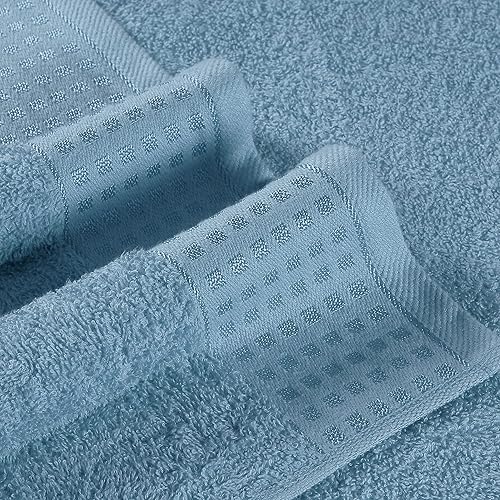 Vista 408 de GLAMBURG Juego de 6 toallas de 100% algodón ultra suave, contiene 2 toallas de baño de 28 x 55 pulgadas, 2 toallas de mano de 16 x 24 pulgadas y 2