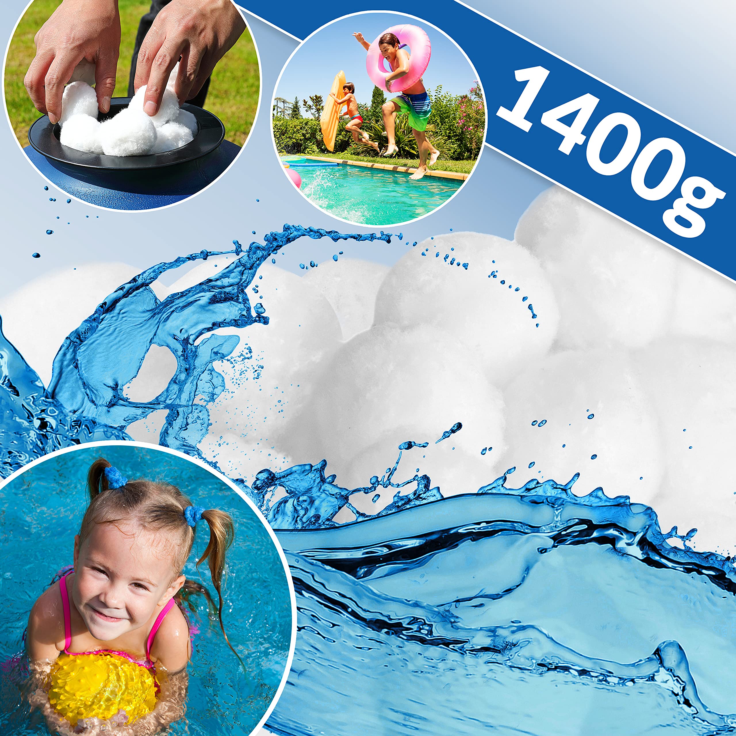 Monzana Filterbälle 1400g ersetzen 50kg Filtersand für Pool Schwimmbad Aquarium Teich Sandfilteranlage Filterkugeln Filter Balls