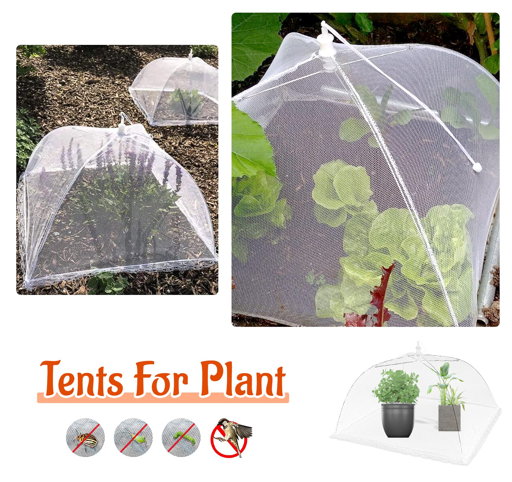 ilauke Coperture Coprivivande Pieghevole Extra Grande,100 x 60 cm, Anti Insetti Set 5pz Copertura in Rete per Alimenti 3 Misure Ideale per Cibi Protezione in Frutta Mangiare Barbecue Picnic, Bianco