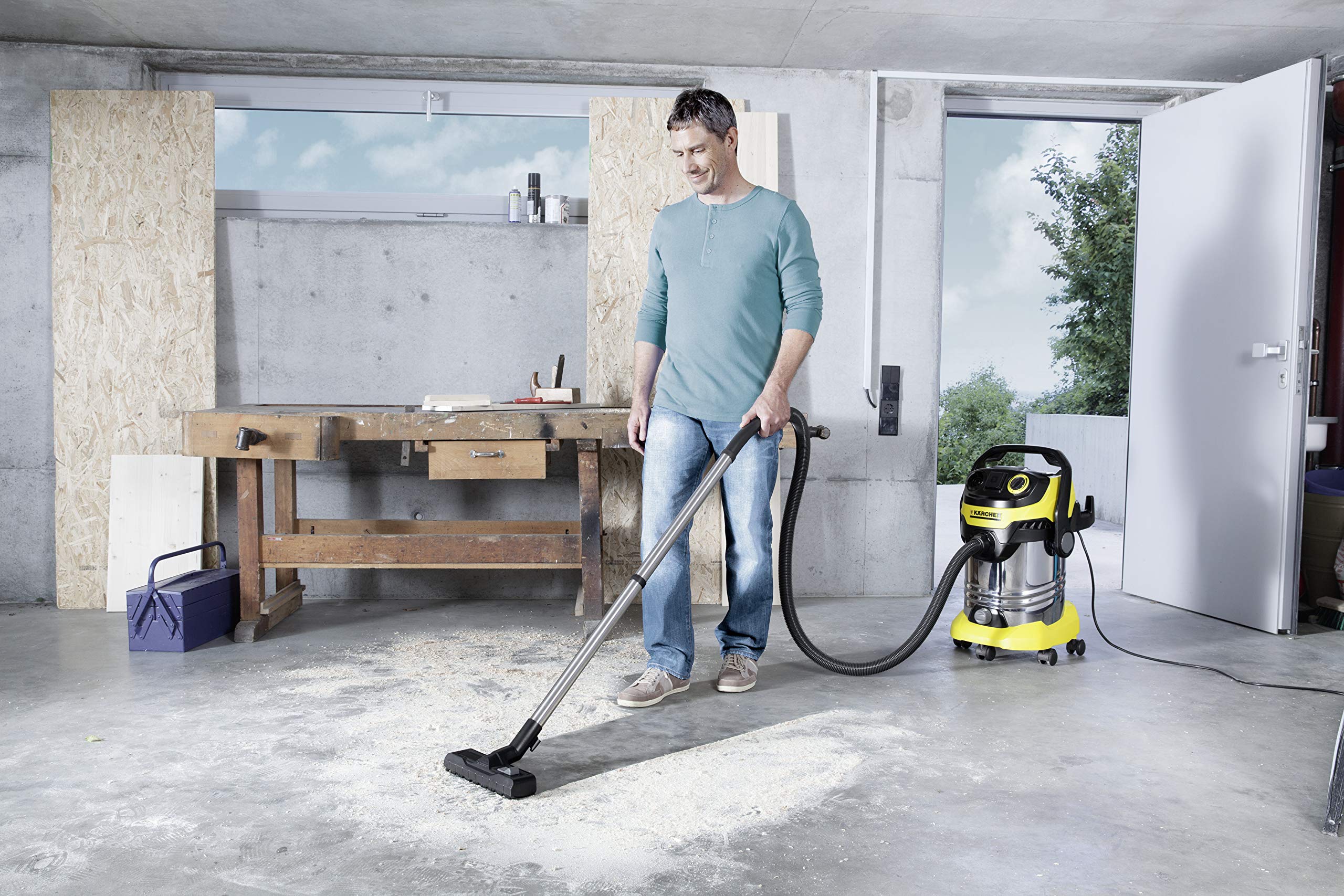 Kärcher WD 6 P Premium Aspirateur multifonction avec Prise d'asservissement/Cuve 30 L 1300 W Noir/Jaune