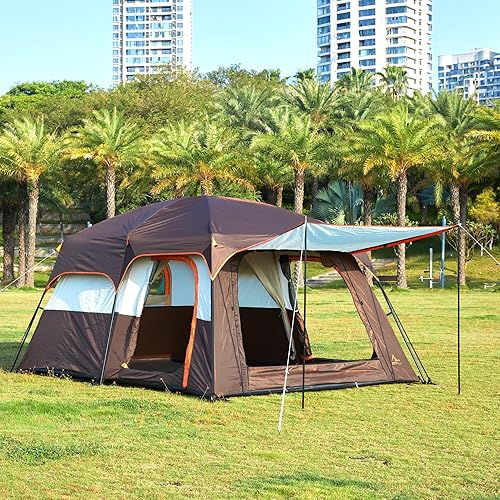Miniatura 9 de KTT Extra Large Tent 6-10-12-14 Person(Style-B),Family Cabin Tents,2 Rooms,3 Doors and 3 Windows with Mesh,Straight Wall,Waterproof,Double Layer,Big