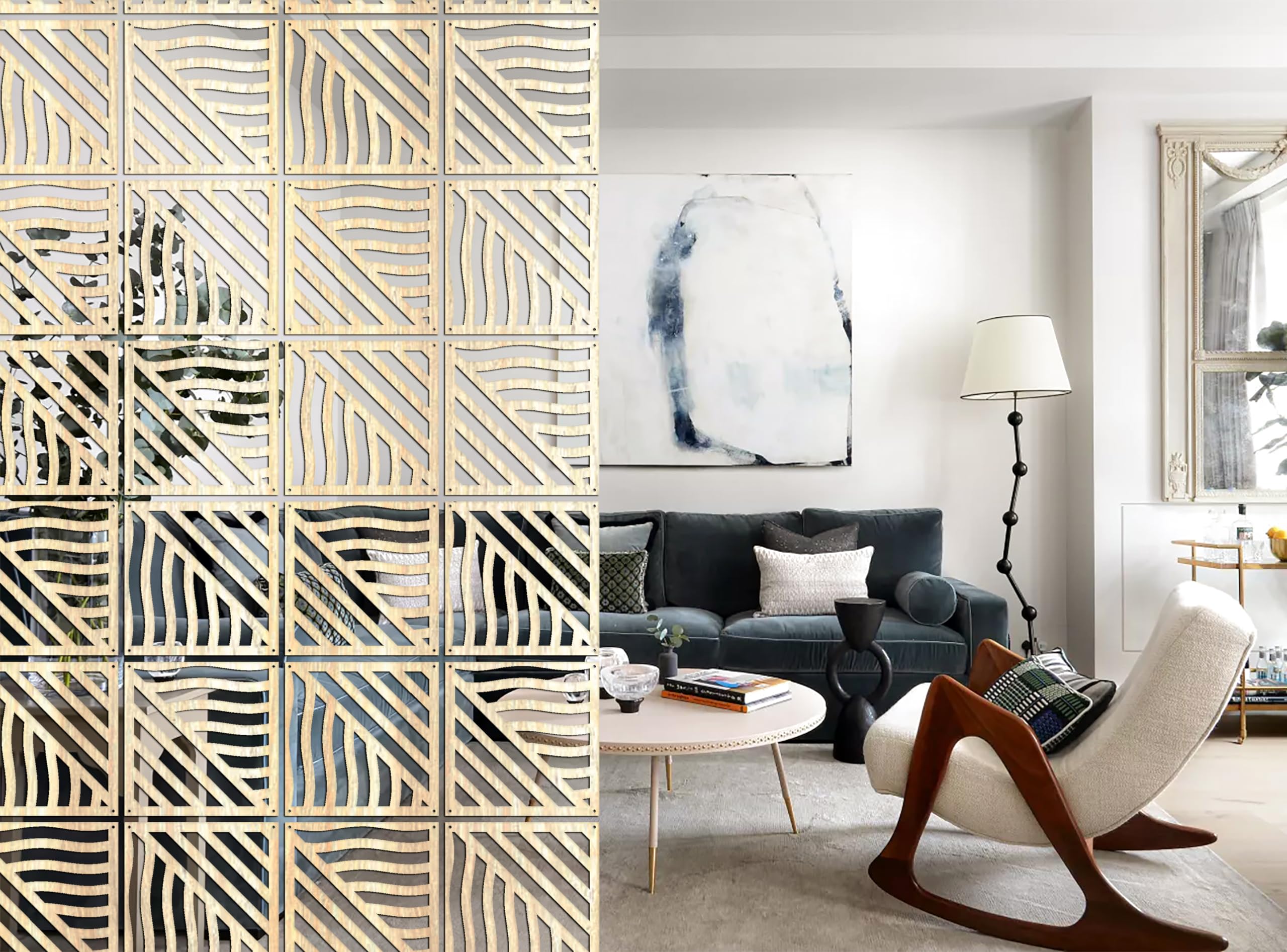 Planet Decor Modern Attractive Hanging DIY Room Divider Static Dynamic Decorative Wall Screen Partition for Decorating Living Dining Room Kitchen & Bedroom Set of 12 (Cream)-image-21