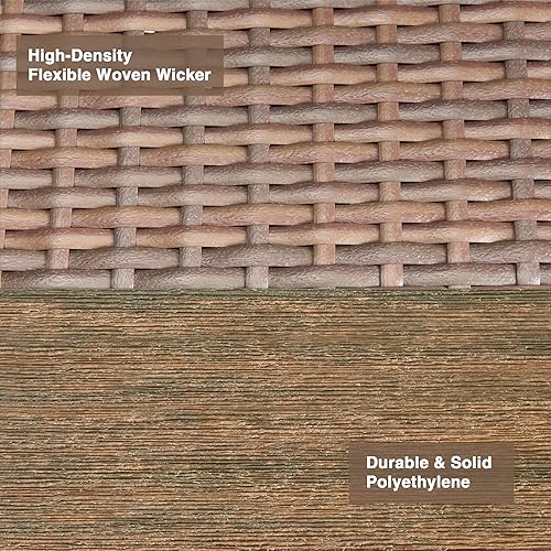 Miniatura 6 de ACUEL Mecedora de mimbre para exteriores, sillas mecedoras de patio de polietileno de alta densidad para exterior, asiento y respaldo tejidos, silla