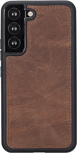 Miniatura 6 de HARDISTON Funda tipo cartera de piel auténtica hecha a mano para Samsung S22, funda magnética desmontable fuerte con tarjeteros y soporte,