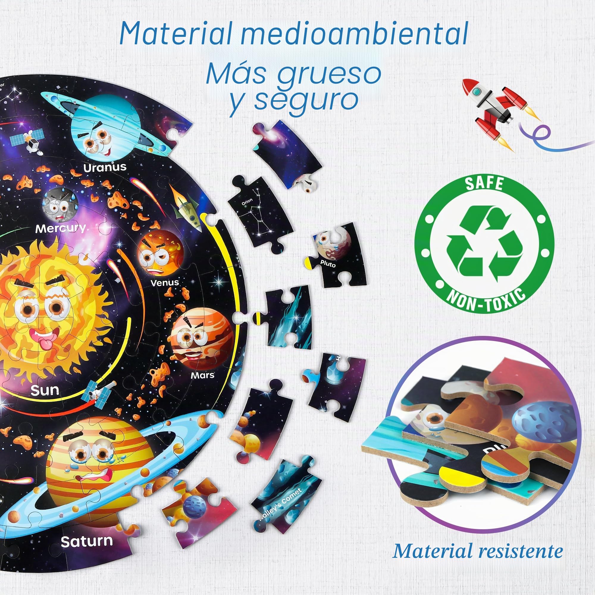 SYNARRY Puzzle Sistema Solar Niños 3 4 5 6 7 8 Años, Puzzle Planetas Infantil 70 Piezas Grandes, Juguete Juego Educativo 3~8 Años Niño Niña