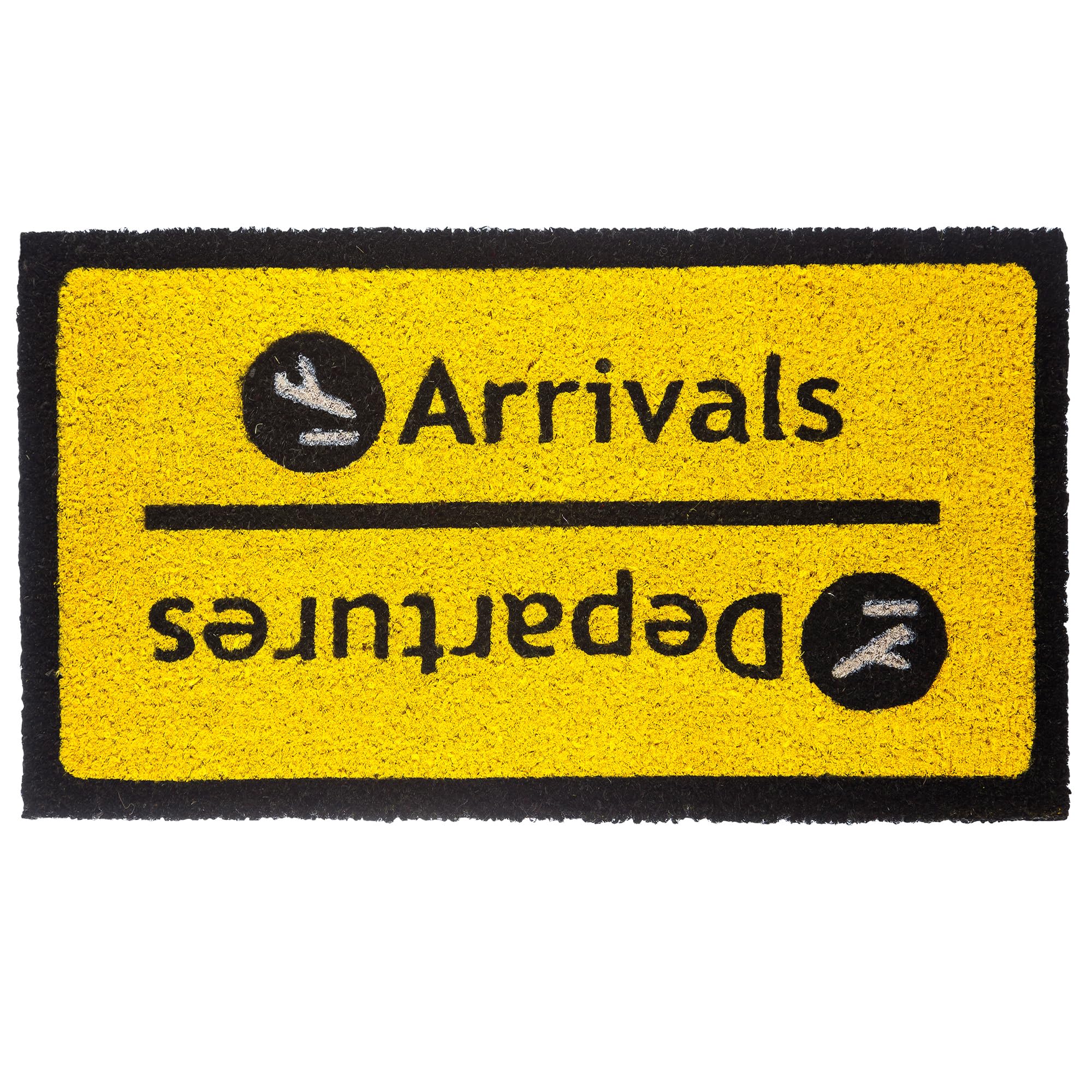 Fisura - Original Arrivals/Departures Coir Doormat with Non-Slip PVC Base. Hand-Painted Entryway Doormat. Measures: 30 inch x 18 inch.