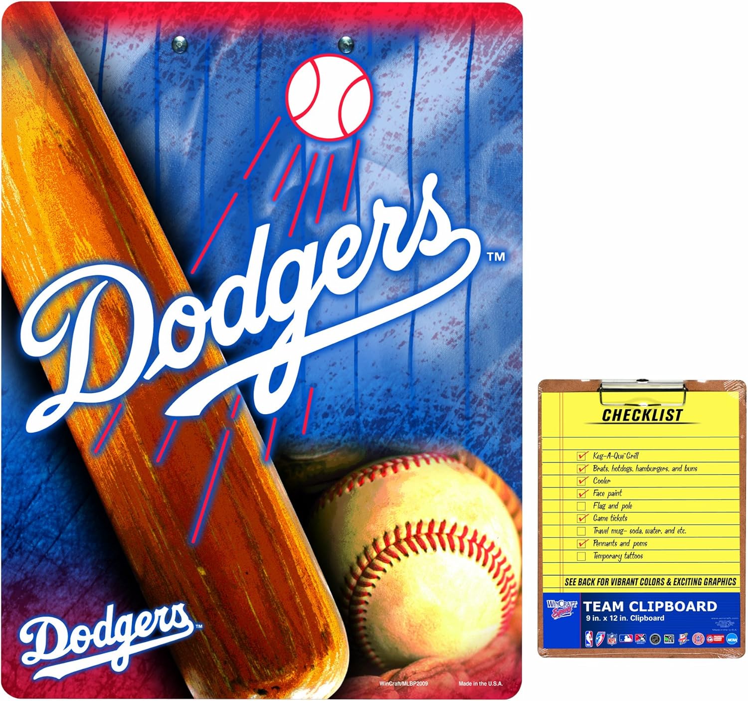 MLB Los Angeles Dodgers Clip Board Sports Fan Notepad