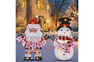Hiboom Lighted Snowman and Santa Christmas Decorations
