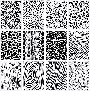 Zonon 12 Pieces Leopard Stencils Animal Cheetah Stencils, 5.9 x 8.3 Inch