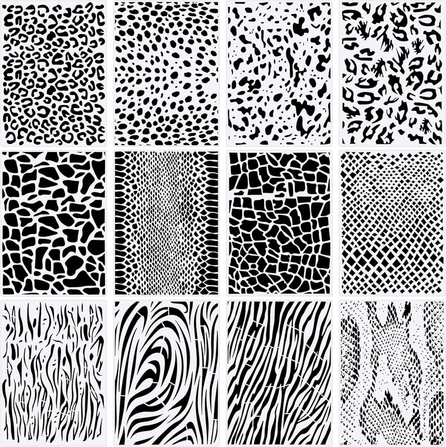 Amazon.com: Zonon 12 Pieces Leopard Stencils Animal Cheetah Stencils Reusable Snakeskin Painting Template for Bleaching Shirts Baking DIY Crafts Wall(5.9 x 8.3 Inch) : Home & Kitchen