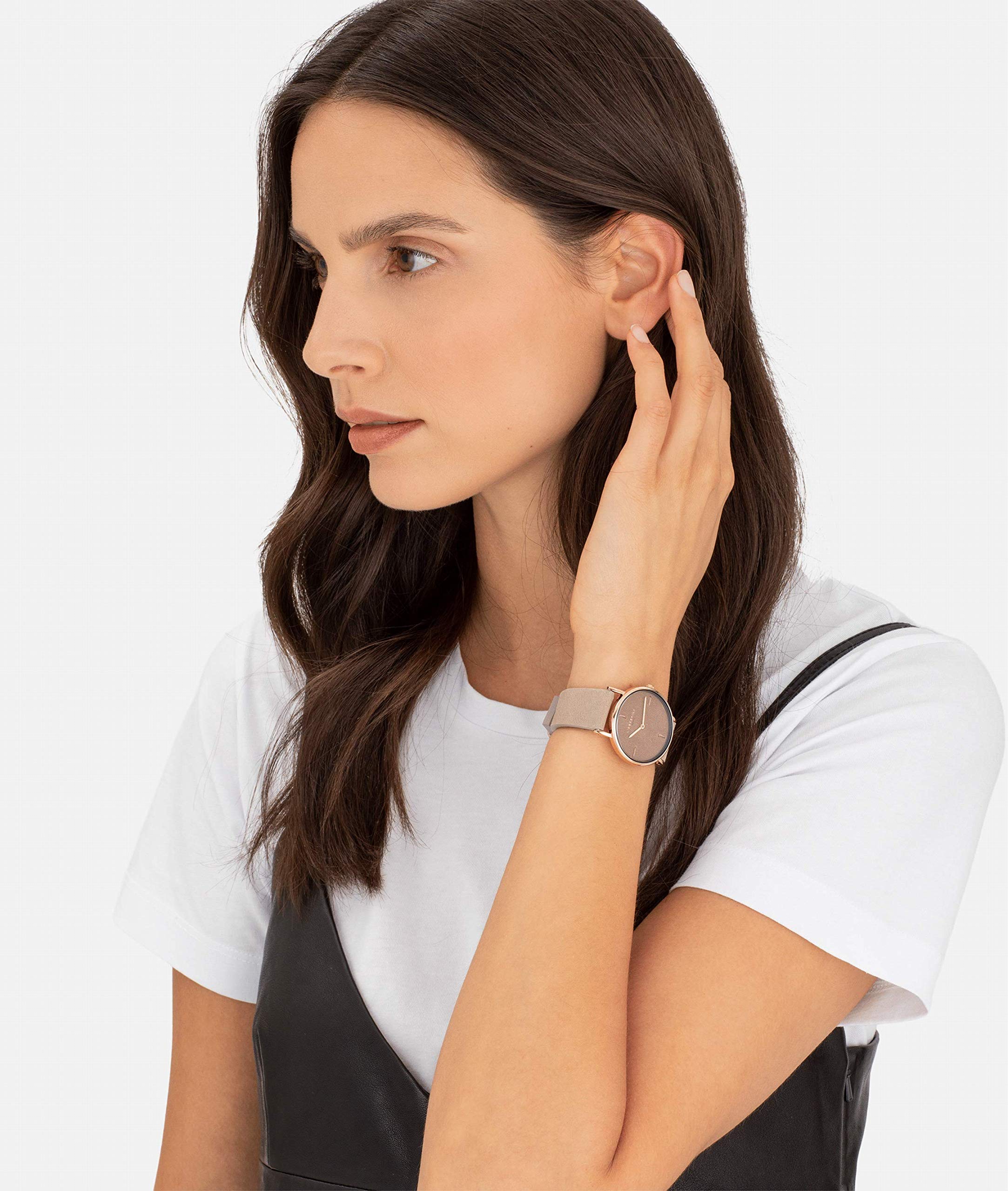 LIEBESKIND BERLIN Damen Armbanduhr mit Lederzifferblatt – Rundes Gehäuse 34 mm – Lederarmband – 5 ATM wasserdicht – Verschiedene Farben
