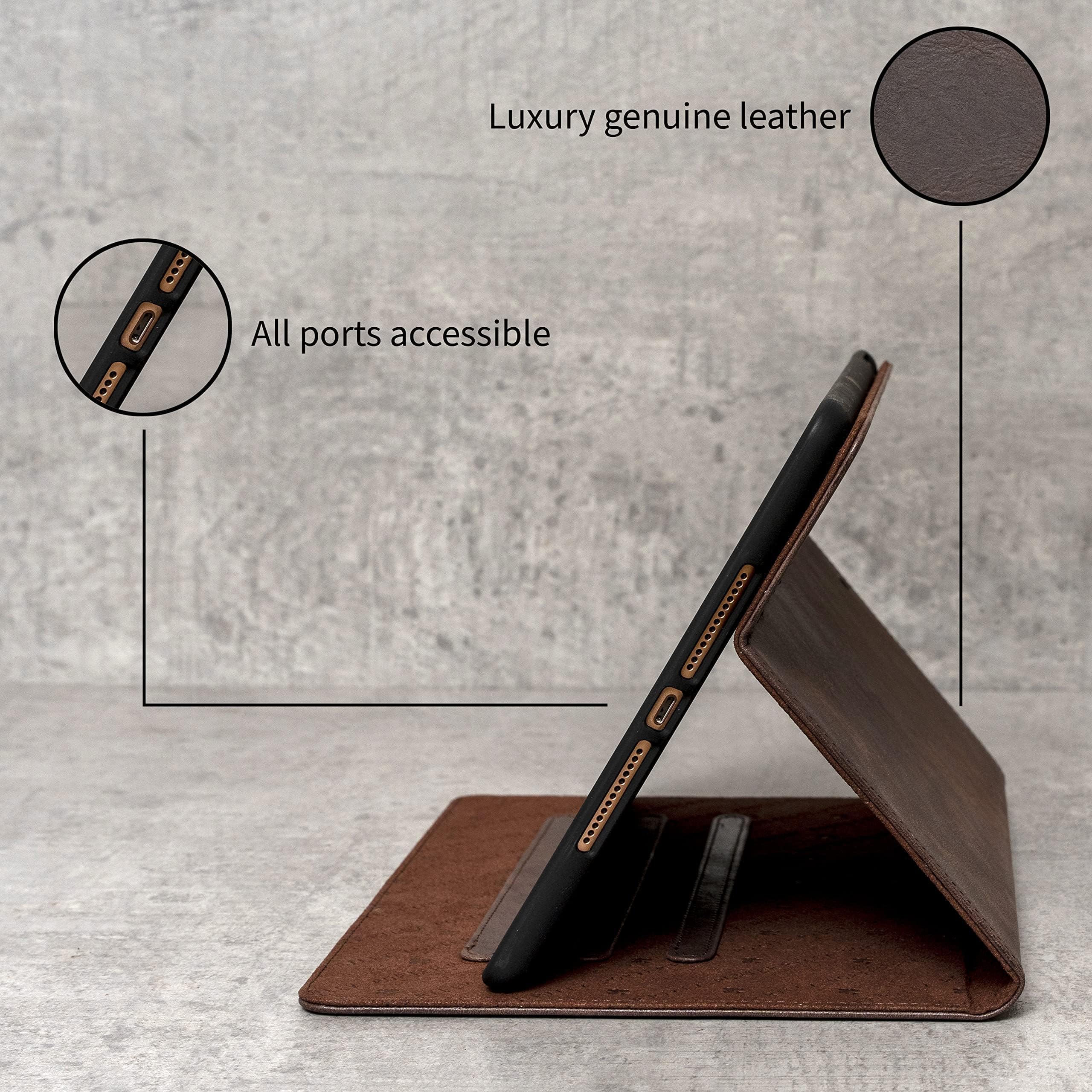 Porter Riley – Lederhülle kompatibel mit iPad Air 13" M4 (2026), M3 (2025) & M2 (2024). Hochwertiges Echtleder Standcase/Cover/Flip (Schokoladenbraun)