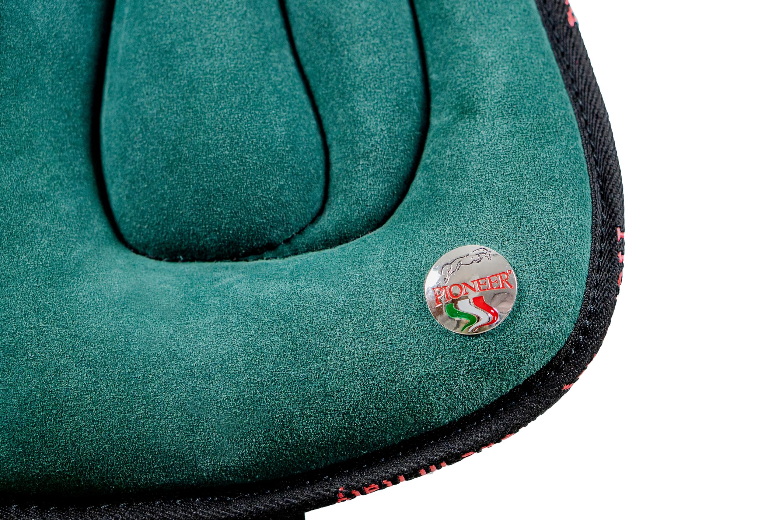 PIONEER Bareback-Reitsattel 50x45 aus Wildleder - Für natürliche Reitweise, Made in Italy - Polsterung aus Watte und Memory-Schaum - Bauchgurt aus Neopren - Schwarz