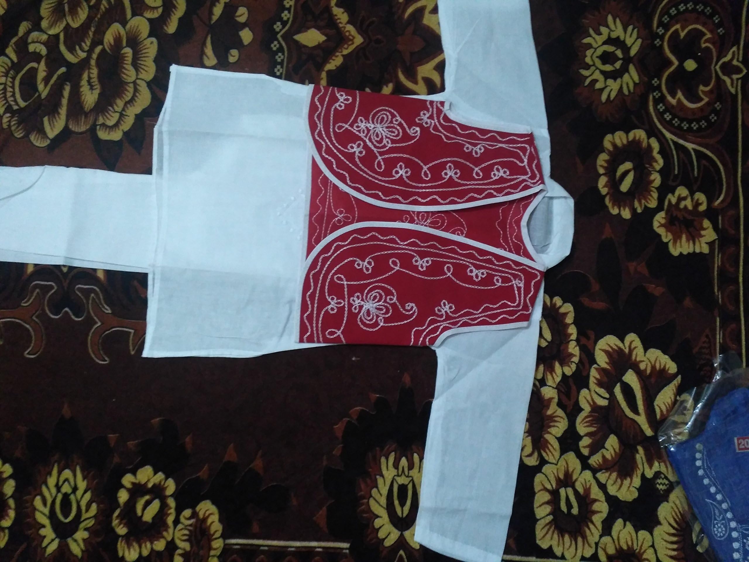 Littly Ethnic Wear Kids Chikan Kurta Pyjama Set for Baby Boys (White)