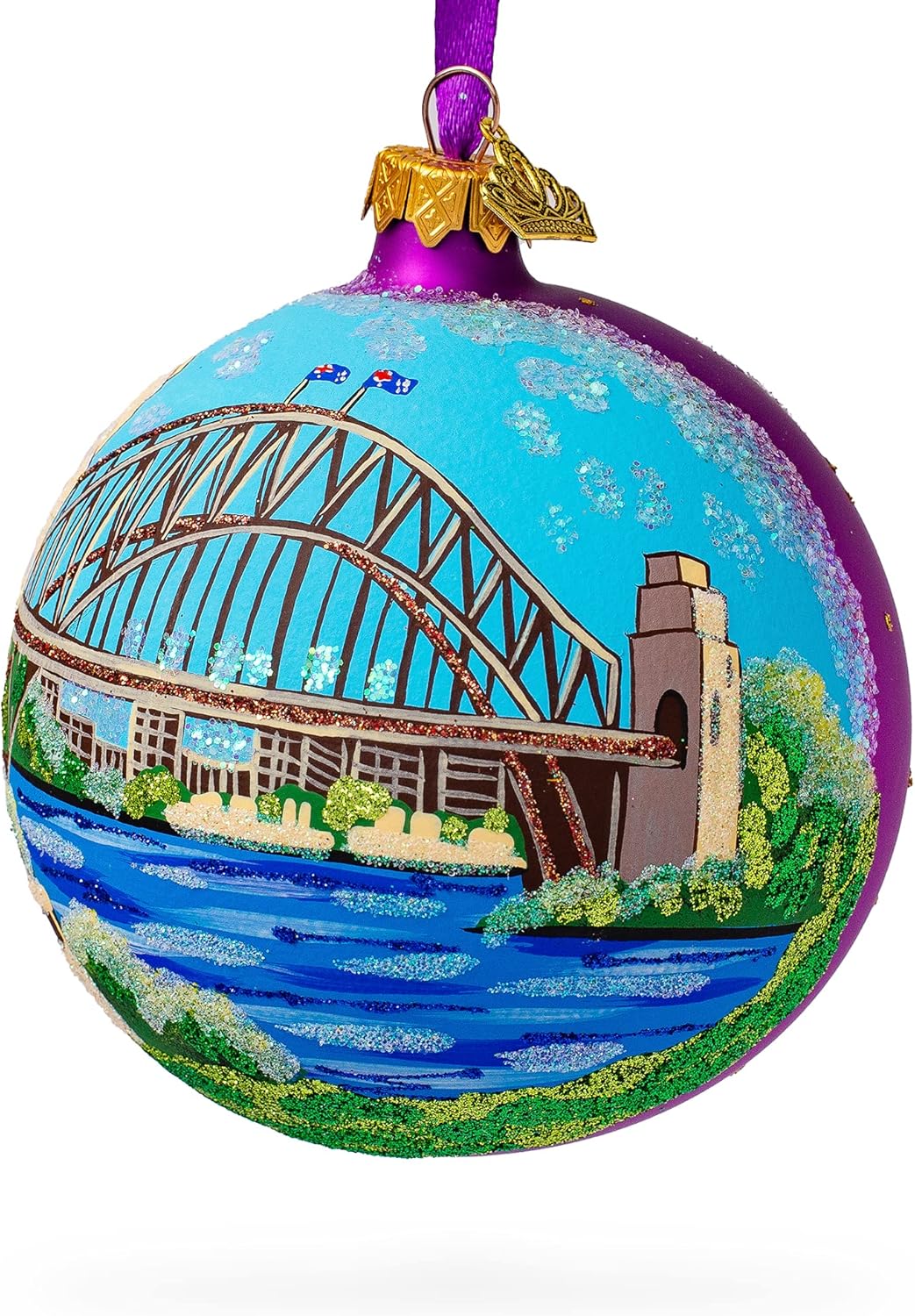 Harbor Bridge, Sydney, Australia Glass Ball Christmas Ornament 4 Inches - Image 3