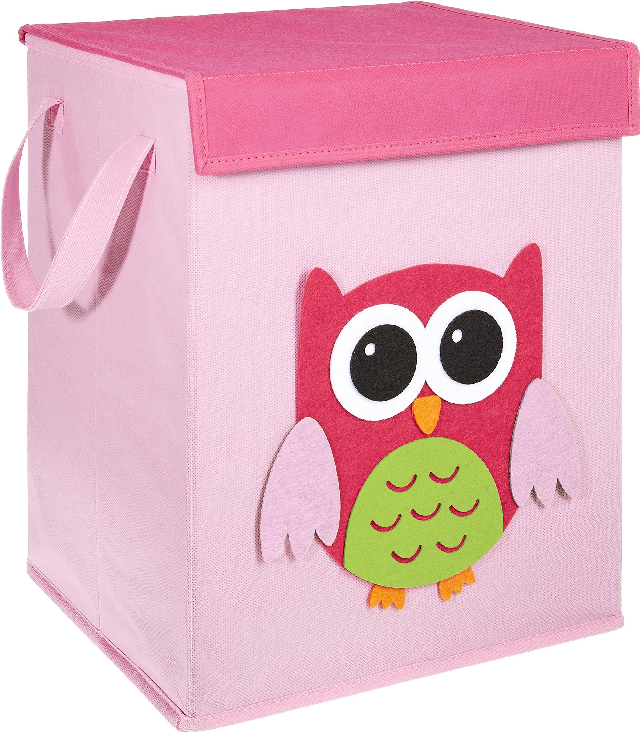 LOMOS Foldable Toy Box with Colorful Motifs and Lots of Storage Space and Cover (37x 30x 26cm)