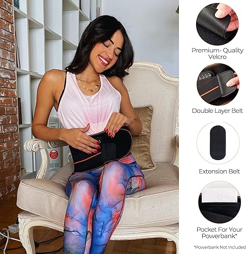 Miniatura 7 de FlexiHeat - Cinturón de calefacción de masaje con grafeno, 3 modos de intensidad, 3 niveles de terapia de calefacción por infrarrojos lejanos,