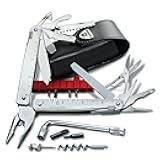 Swiss Tool X Plus Ratchet Swiss Army Knife, 35 Function Swiss Made Multi-Tool with Needle-nose pliers, Wire Cutter, Crate Opener and Large Blade - Silver